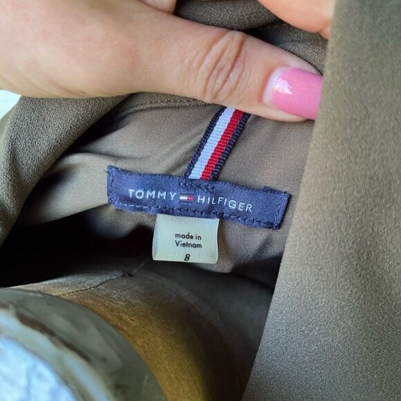 TOMMY HILFIGER Scuba Crepe Belted Shirtdress - Olive Green - Picture 4 of 5